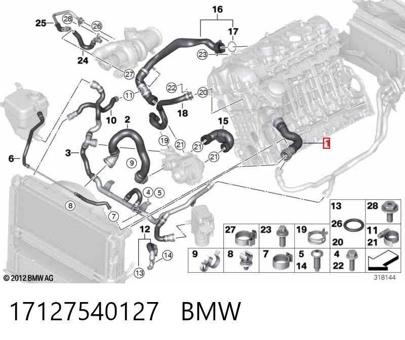 17127540127 BMW Przewód (króciec) chłodnicy górny