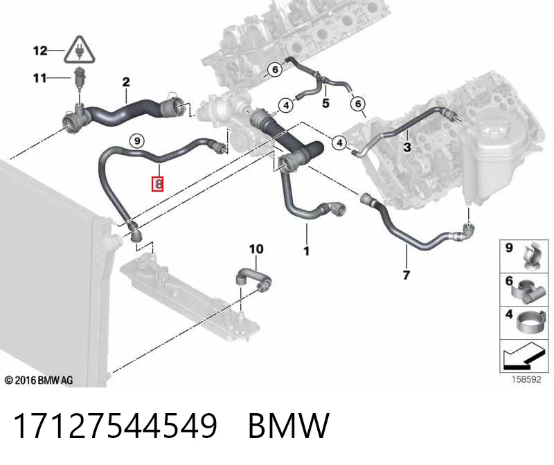 17127544549 BMW Wąż (rura) chłodzenia wymiennika ciepła oleju, dopływ