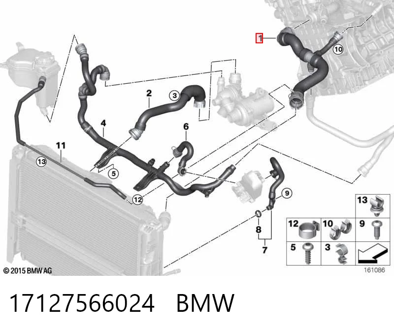 17127566024 BMW Przewód (króciec) chłodnicy górny