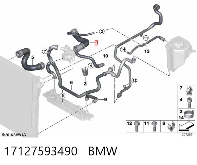 17127593490 BMW Przewód (króciec) chłodnicy górny