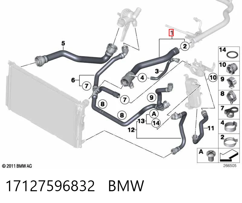 17127596832 BMW Przewód (króciec) chłodnicy górny