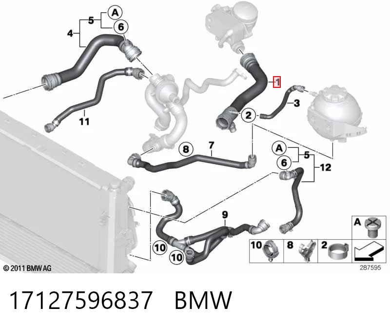 17127596837 BMW Przewód (króciec) chłodnicy górny