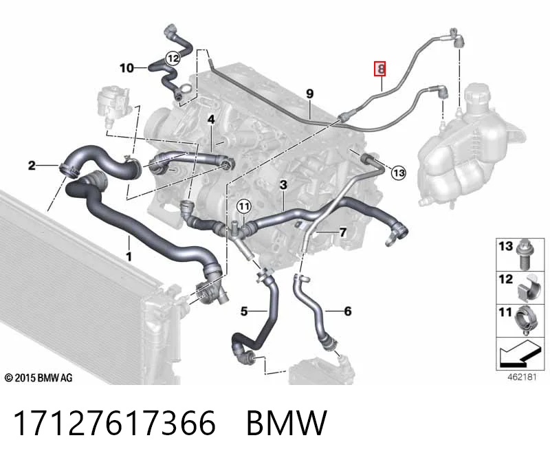 17127617366 BMW Przewód zbiornika wyrównawczego górny