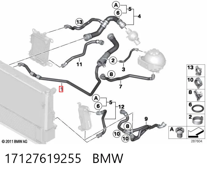 17127619255 BMW Przewód (króciec) układu chłodzenia