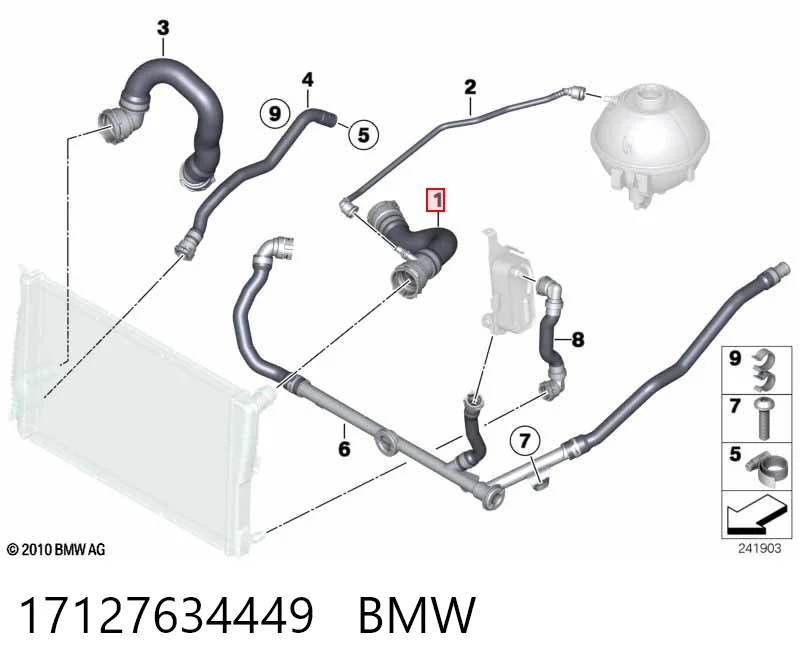 Przewód (króciec) chłodnicy górny BMW X3 