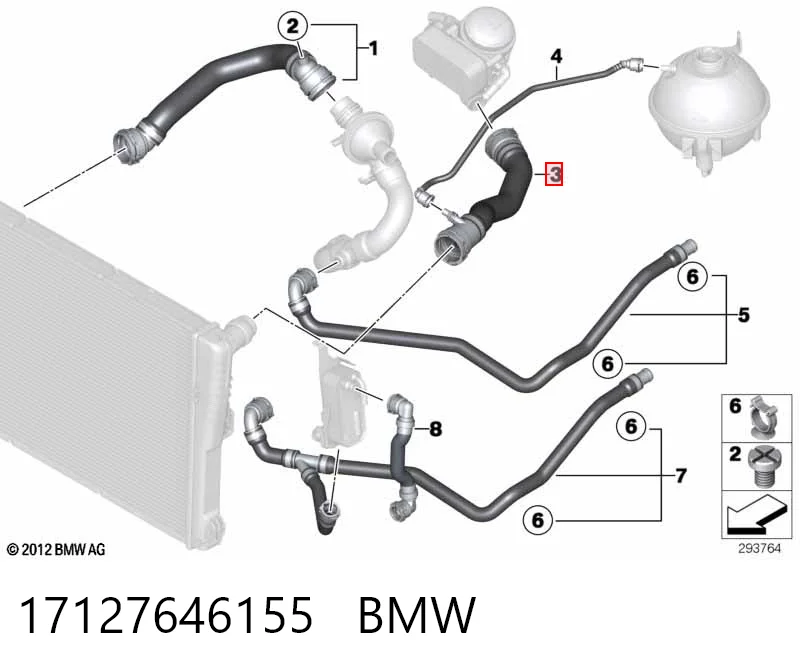 17127646155 BMW Przewód (króciec) chłodnicy górny