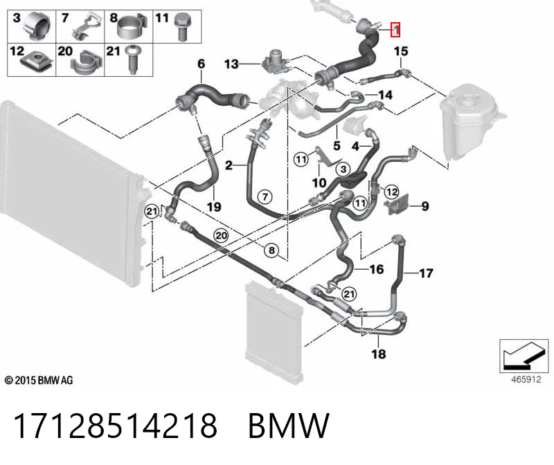 17128514218 BMW Przewód (króciec) chłodnicy górny