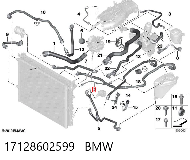 17128602599 BMW Przewód (króciec) układu chłodzenia