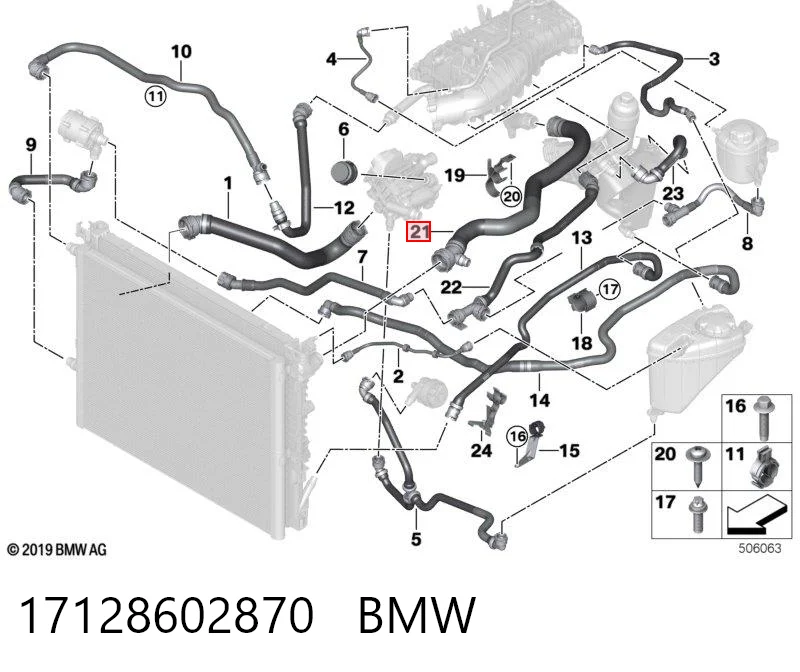 Przewód (króciec) chłodnicy górny BMW 7 sedana (G11, G12) (2015 - 2022) cena, od 43,60 USD