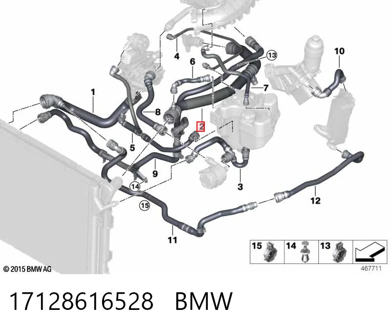 17128616528 BMW Przewód (króciec) chłodnicy górny