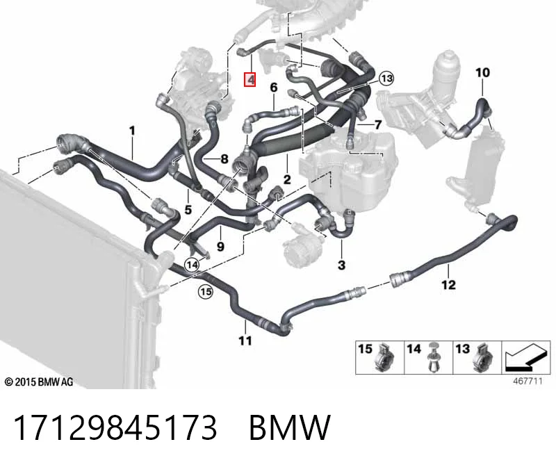 17129845173 BMW Przewód (króciec) układu chłodzenia