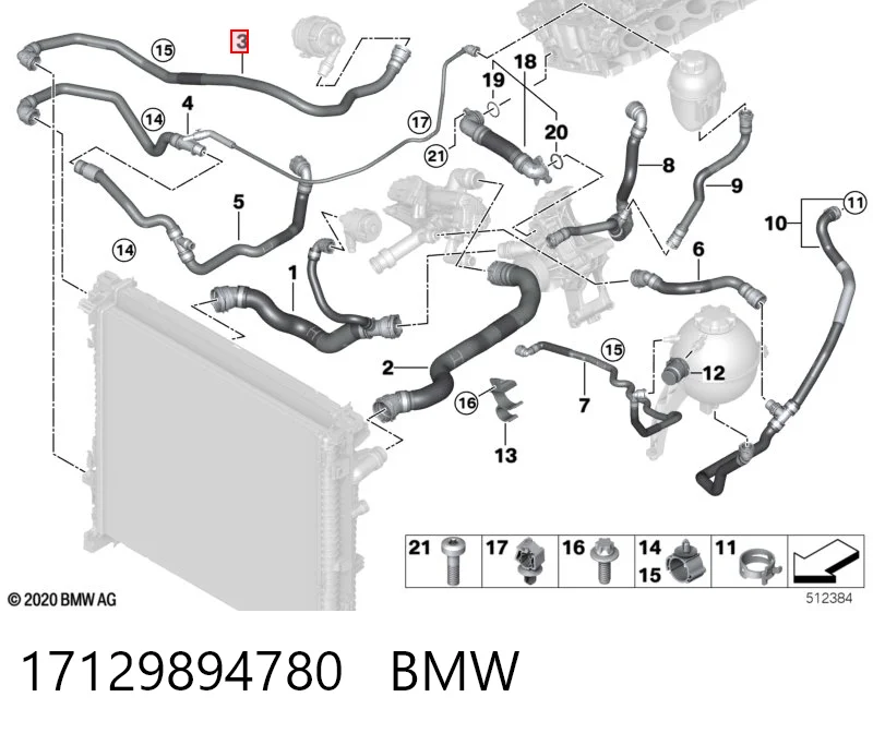 17129894780 BMW Przewód (króciec) układu chłodzenia