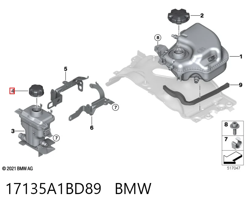 17135A1BD89 BMW Pokrywa (korek) zbiornika wyrównawczego