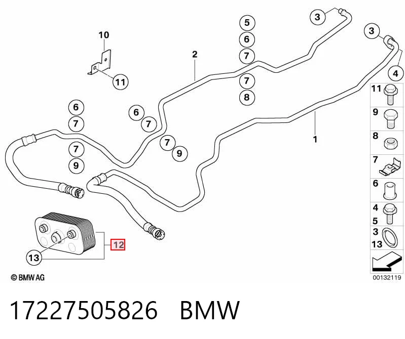17227505826 BMW Chłodnica automatycznej/mechanicznej skrzyni biegów