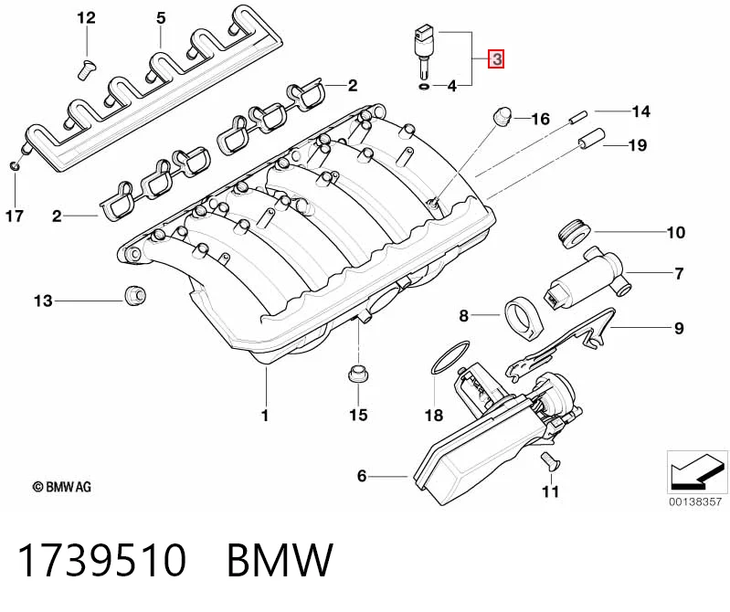 1739510 BMW Czujnik temperatury powietrza wlotowego