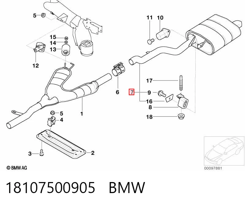 Tłumik, tylna część BMW 5 sedana (E39) (1995 - 2003) cena, od 90,95 USD