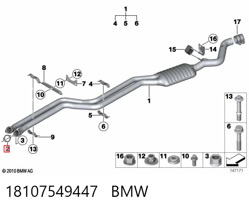 18107549447 BMW Uszczelka rury odbiornika tłumika