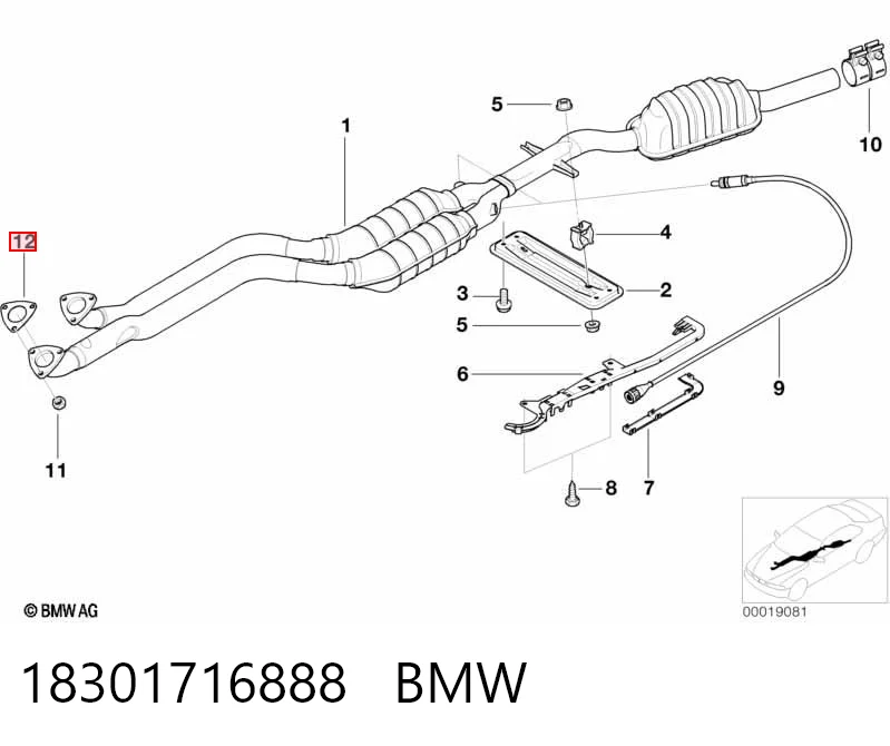 18301716888 BMW Uszczelka rury odbiornika tłumika