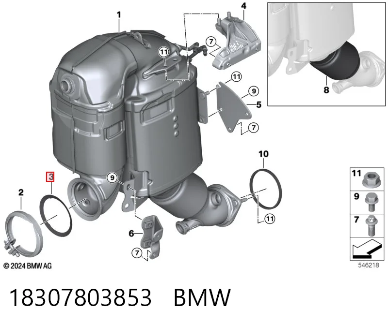 18307803853 BMW Uszczelka filtra cząstek stałych przednia