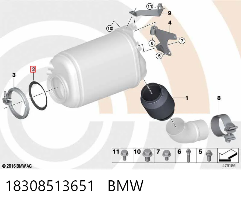 18308513651 BMW Uszczelka filtra cząstek stałych przednia
