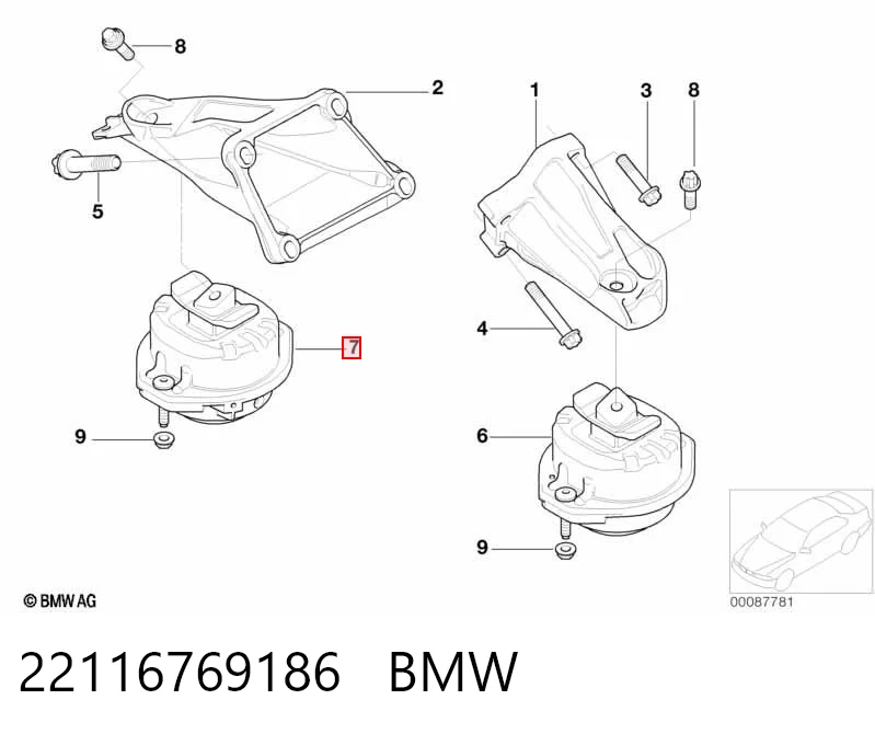 22116769186 BMW Poduszka (podpora) silnika prawa
