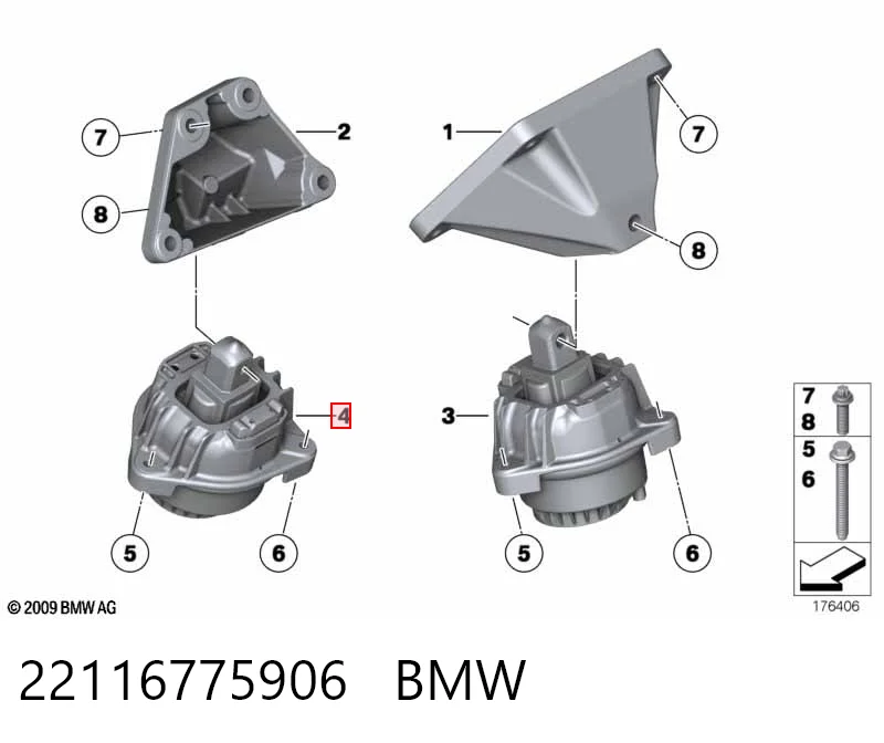 22116775906 BMW Poduszka (podpora) silnika prawa