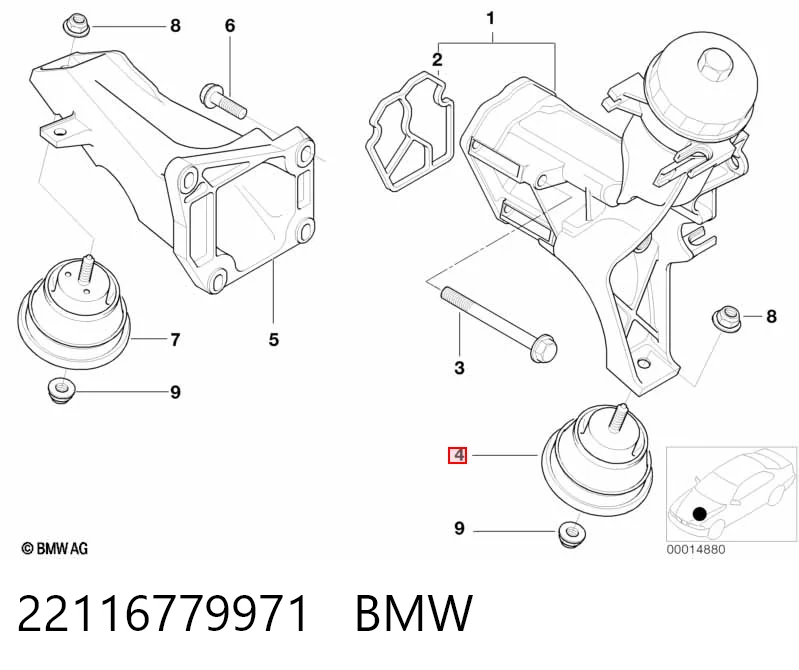 22116779971 BMW Poduszka (podpora) silnika lewa