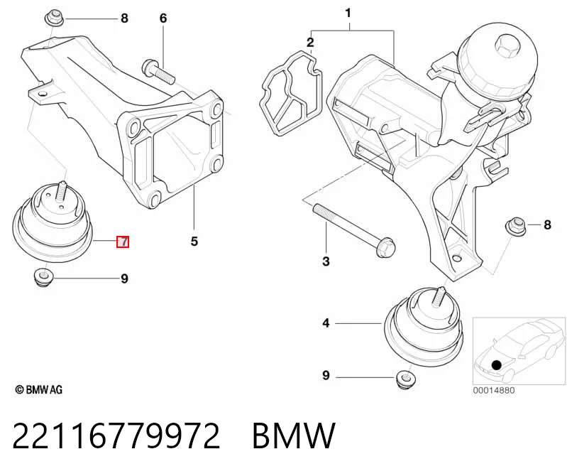 22116779972 BMW Poduszka (podpora) silnika prawa