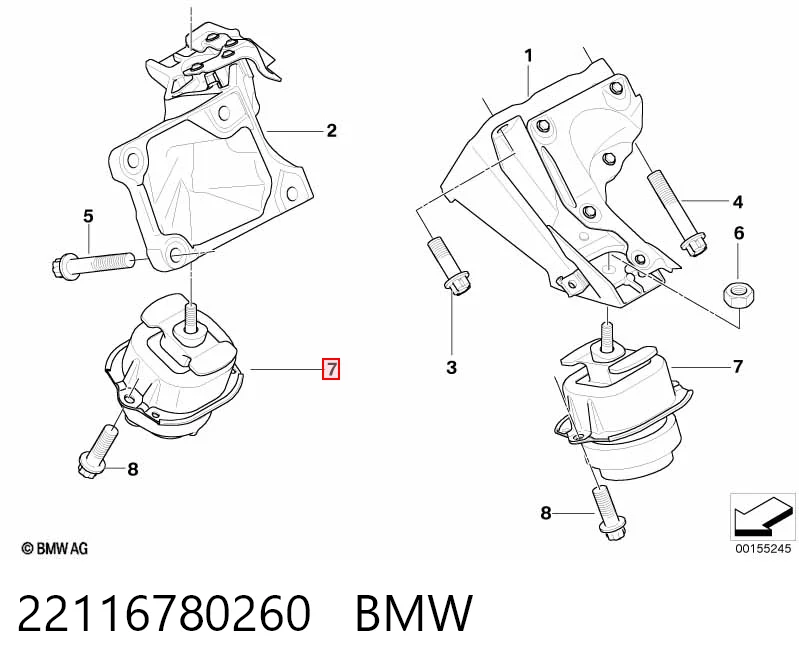 22116780260 BMW Poduszka (podpora) silnika prawa