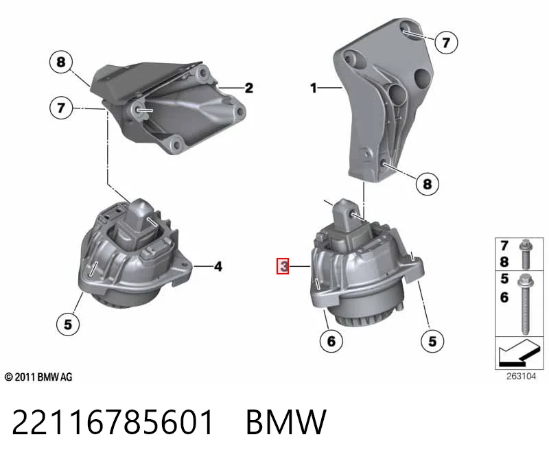 22116785601 BMW Poduszka (podpora) silnika lewa/prawa