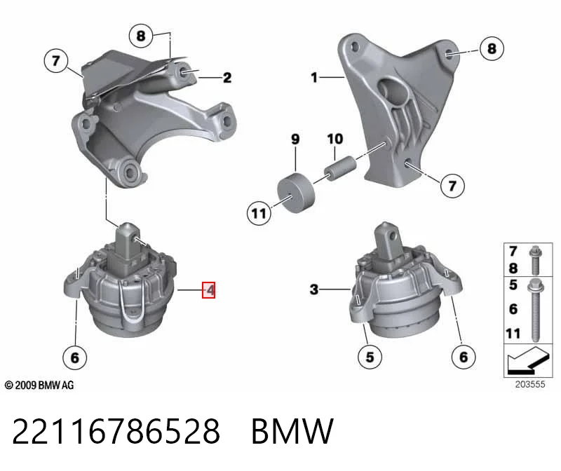 22116786528 BMW Poduszka (podpora) silnika prawa