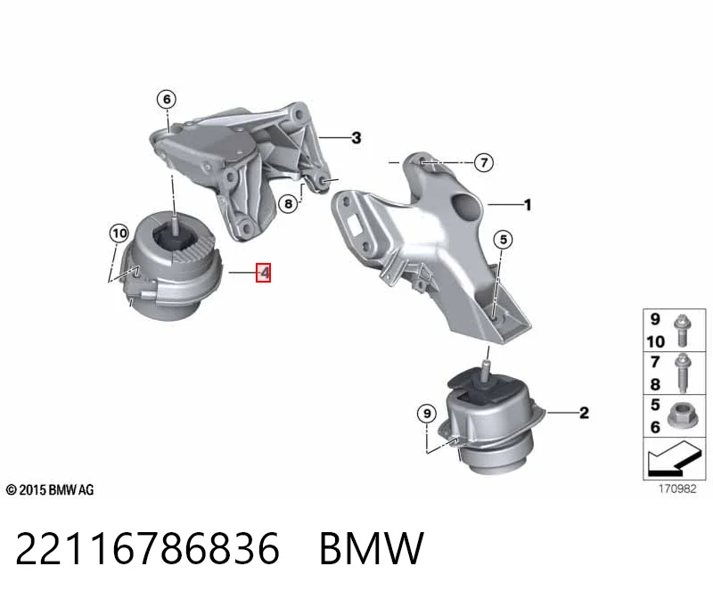 22116786836 BMW Poduszka (podpora) silnika prawa