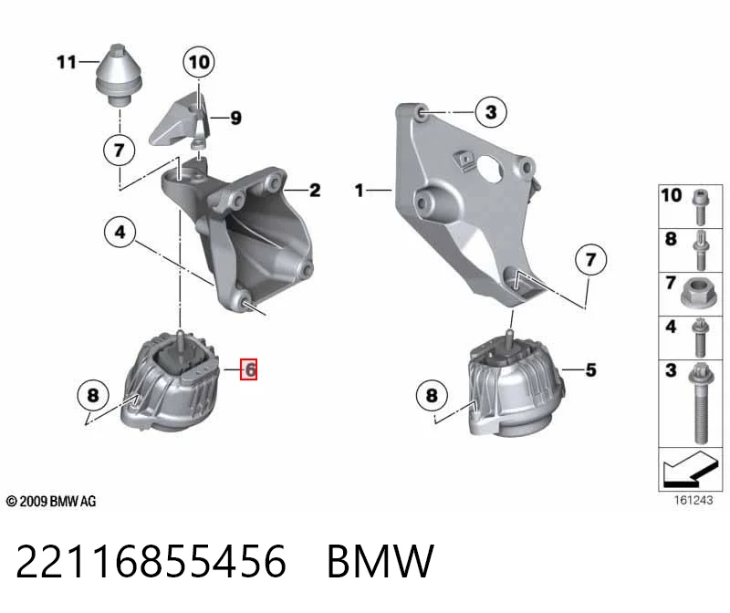 22116855456 BMW Poduszka (podpora) silnika prawa