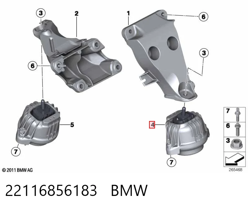 22116856183 BMW Poduszka (podpora) silnika lewa