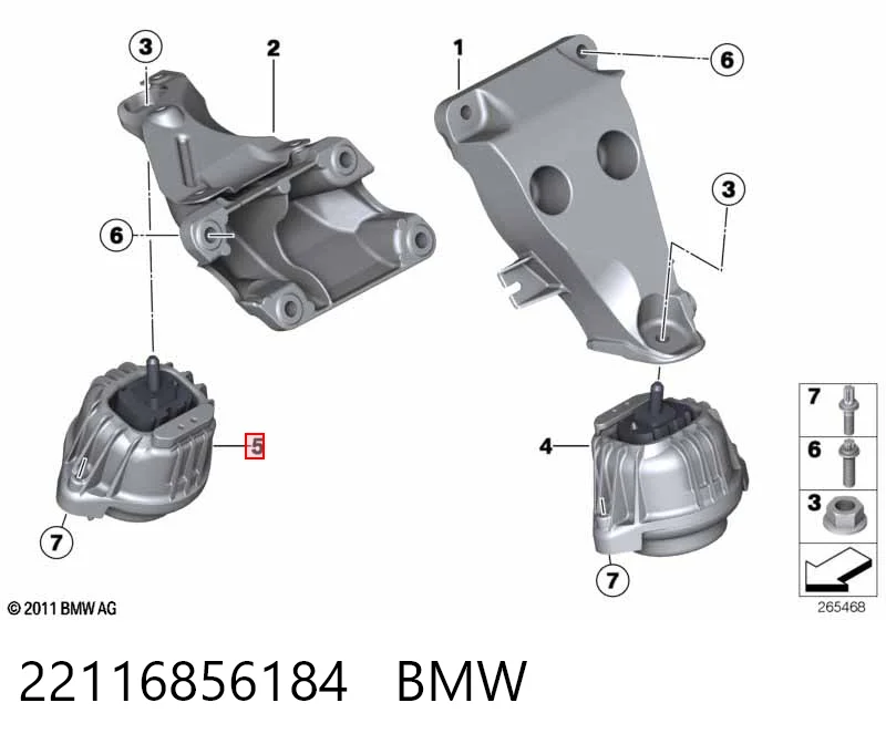 22116856184 BMW Poduszka (podpora) silnika prawa