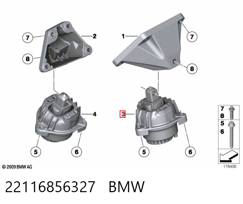 22116856327 BMW Poduszka (podpora) silnika lewa
