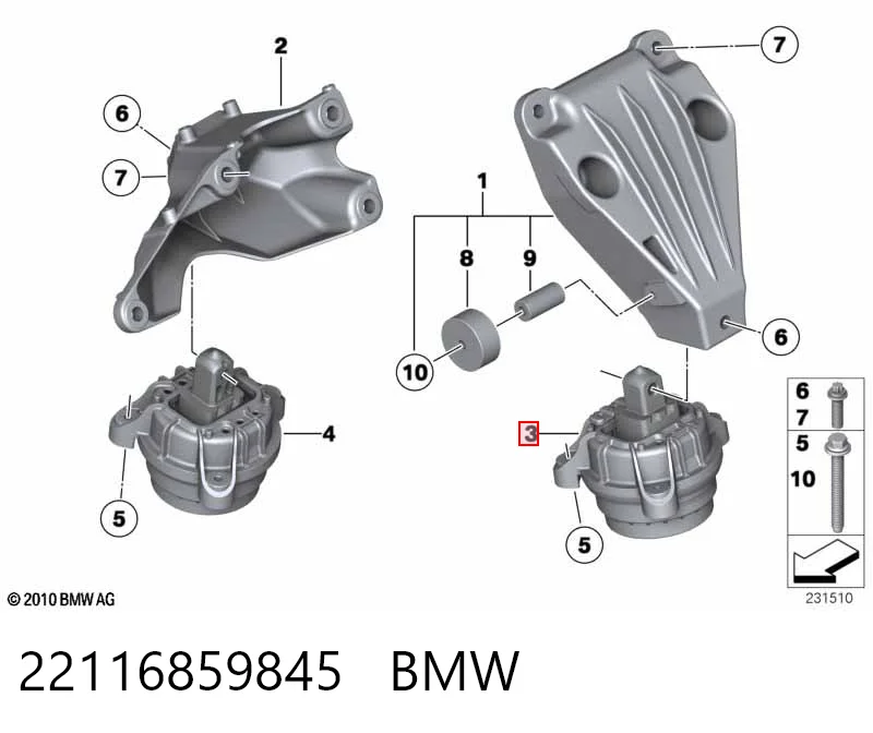 22116859845 BMW Poduszka (podpora) silnika lewa