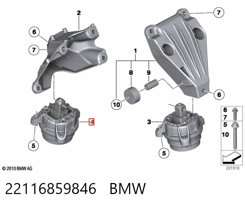 22116859846 BMW Poduszka (podpora) silnika prawa