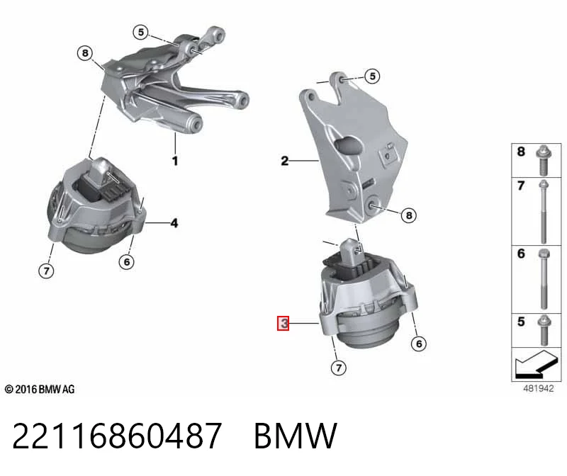 22116860487 BMW Poduszka (podpora) silnika lewa