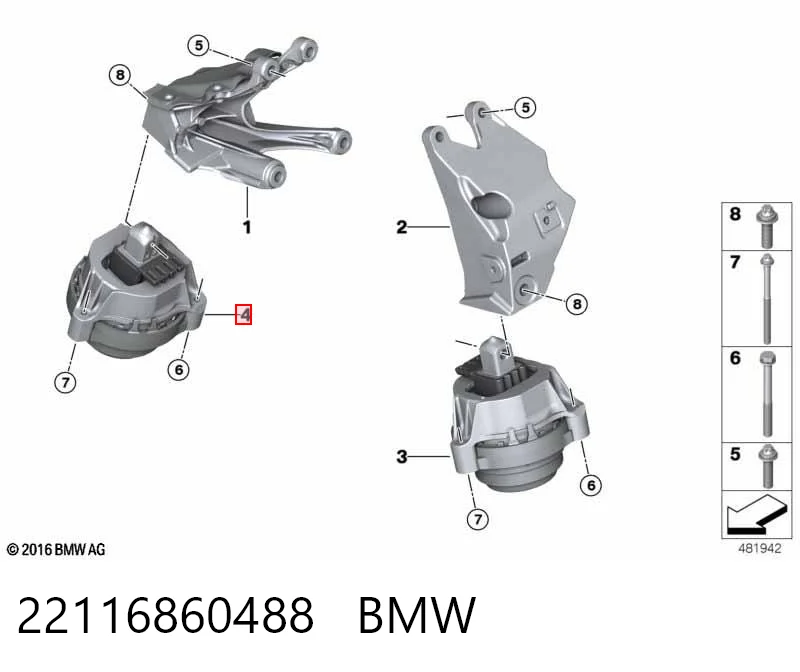 22116860488 BMW Poduszka (podpora) silnika prawa