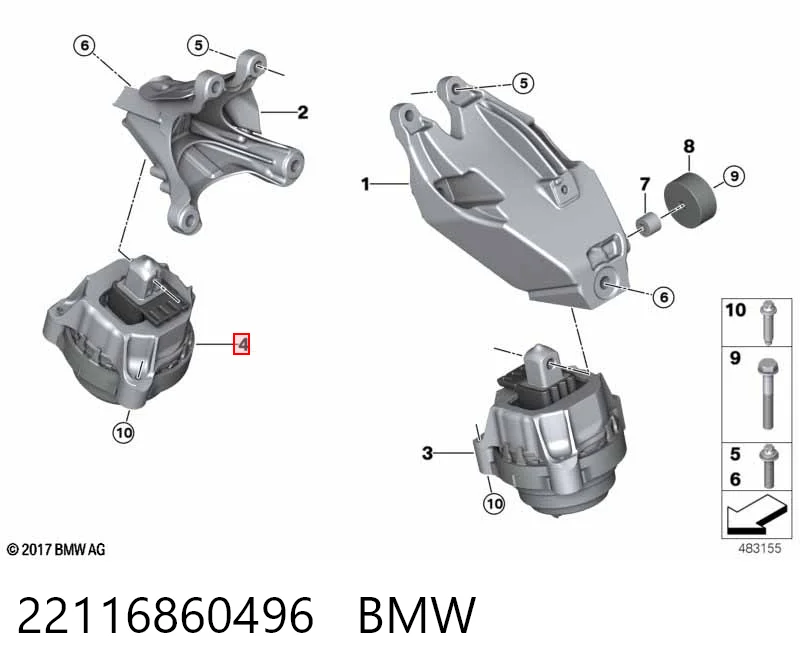 22116860496 BMW Poduszka (podpora) silnika prawa