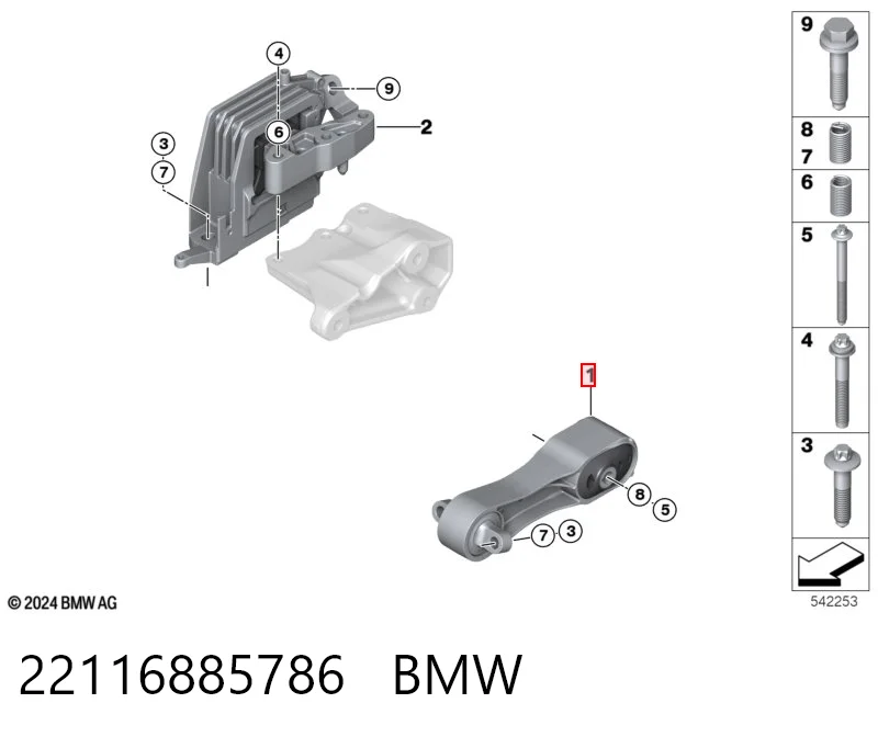 22116885786 BMW Poduszka (podpora skrzyni biegów) lewa