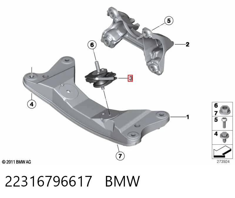 22316796617 BMW Poduszka (podpora skrzyni biegów)