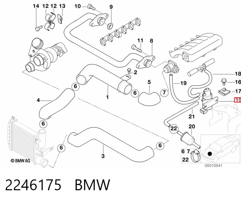 2246175 BMW Przetwornik ciśnienia (solenoid) doładowania