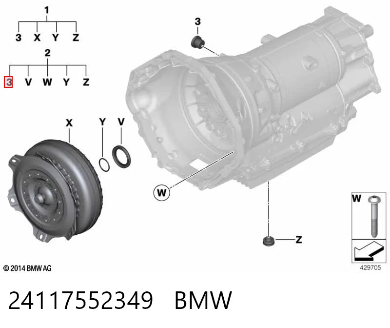 24117552349 BMW Korek miski automatycznej skrzyni biegów