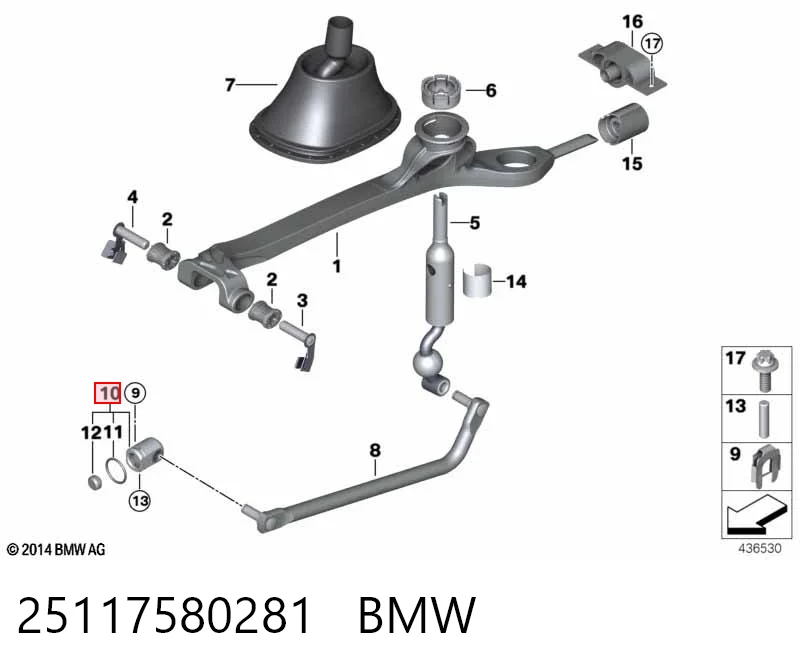 25117580281 BMW Tuleja mechanizmu zmiany biegów