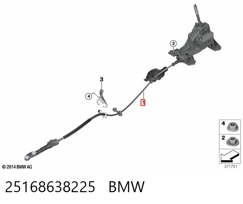 25168638225 BMW Mechanizm zmiany biegów (cięgno)