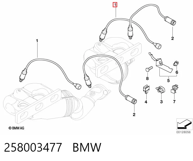 258003477 BMW Sonda lambda czujnik tlenu przed katalizatorem lewy