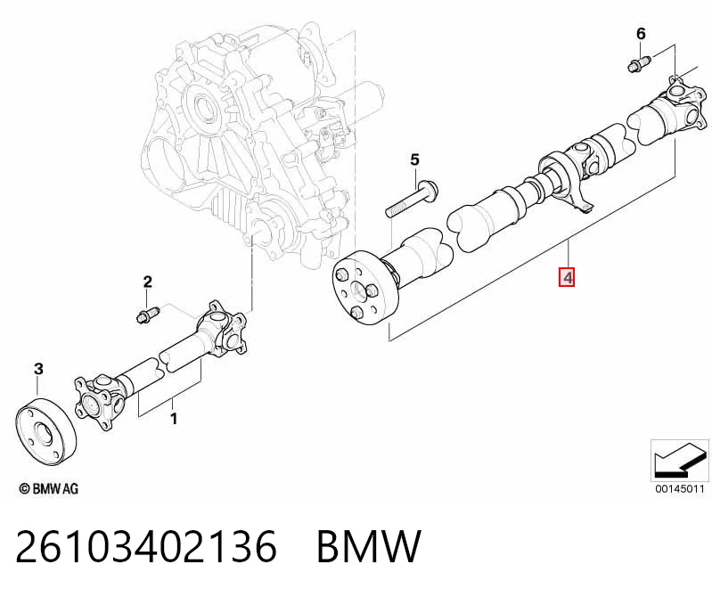 26103402136 BMW Wał Cardana tylny, kompletny
