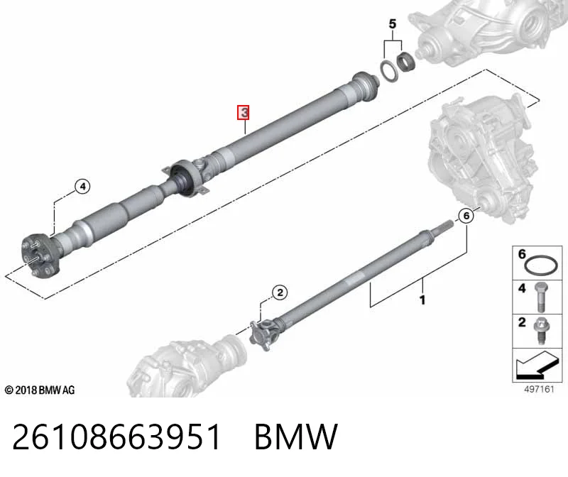 Wał Cardana tylny, kompletny do BMW X5  G05, F95